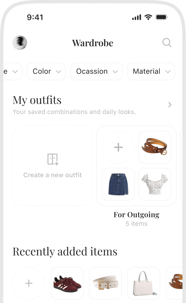 Wardrobe app on phone